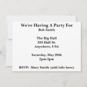 Invitations de partie de retraite de professeurs (Dos)