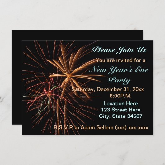 Invitations de partie de réveillon de la Saint (Devant / Derrière)