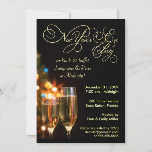 Invitations de partie de réveillon de la Saint (Devant)