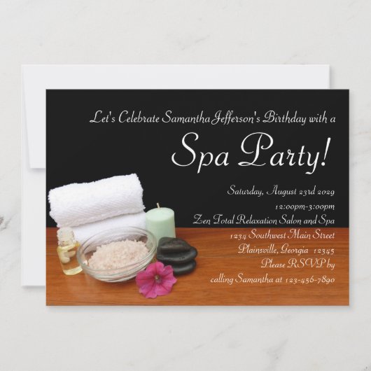 Invitations de partie de spa, noir de scène de (Devant)