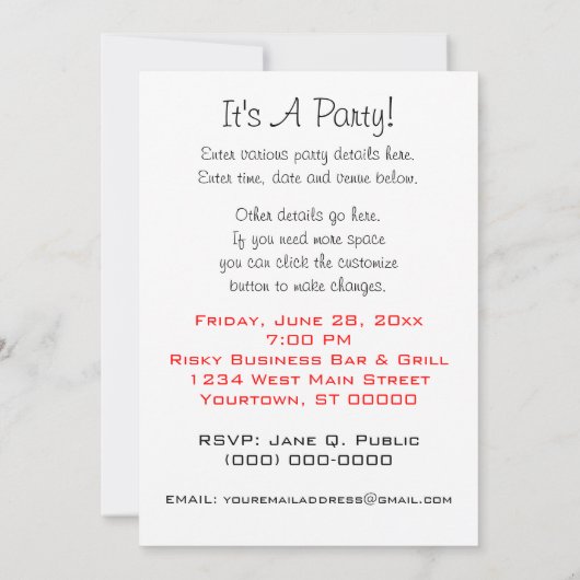 Invitations de partie de style d'art déco (Dos)