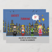 Invitations de partie de super héros (Devant / Derrière)