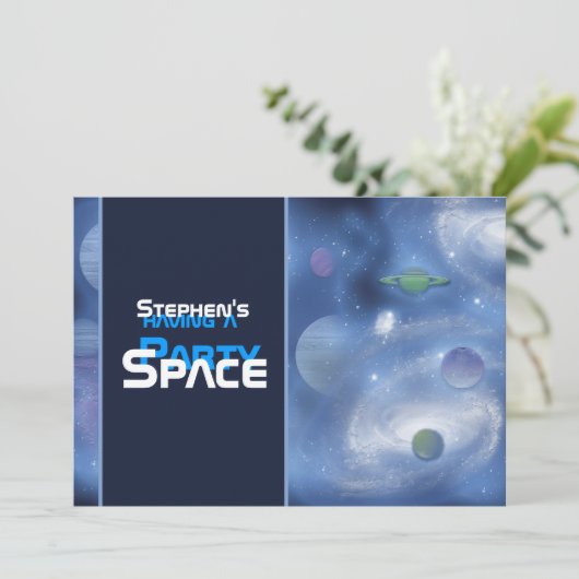 Invitations de partie de thème de l'espace - (Debout devant)