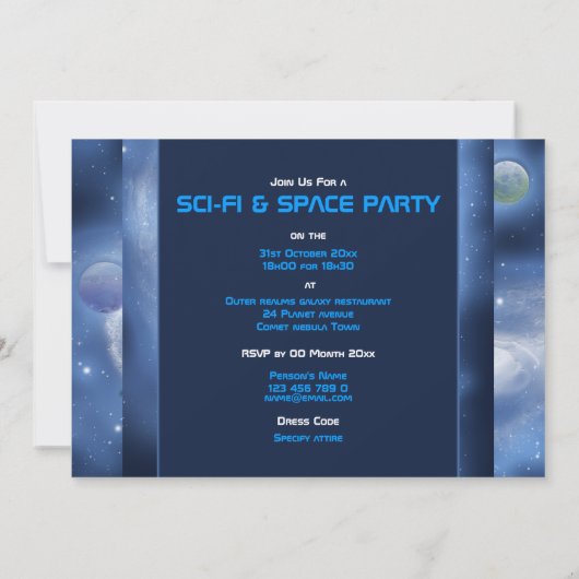 Invitations de partie de thème de l'espace - (Dos)