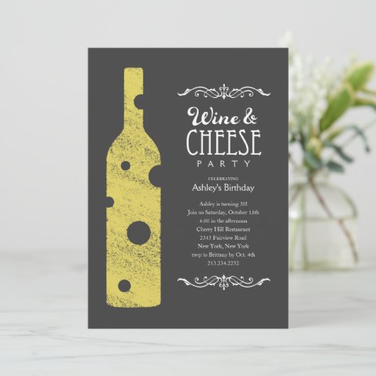Invitations de partie de vin et de fromage (Debout devant)