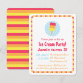 Invitations de partie d'été de Popsicle de glace (Devant / Derrière)