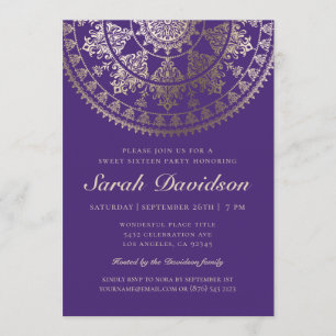 Invitations de partie du bonbon 16 - feuille d'or