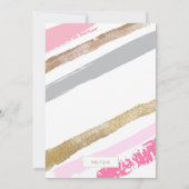 Invitations de parties à rayures rose, or et gris (Dos)