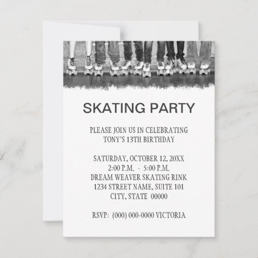 Invitations de parties de patinage (Devant)