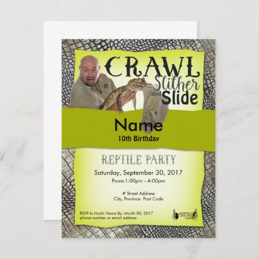Invitations de parties de reptiles hors site (Devant / Derrière)