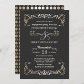 Invitations de parties d'engagement Art Déco Gold (Devant / Derrière)