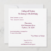 Invitations de parties pirates (Dos)