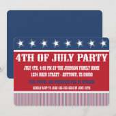 Invitations de partis 4 juillet rustiques (Devant / Derrière)