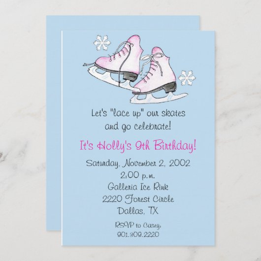 Invitations de patin à glace (Devant / Derrière)