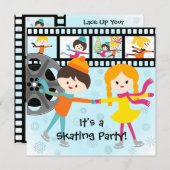 Invitations de patinage de partie de photo faite (Devant / Derrière)