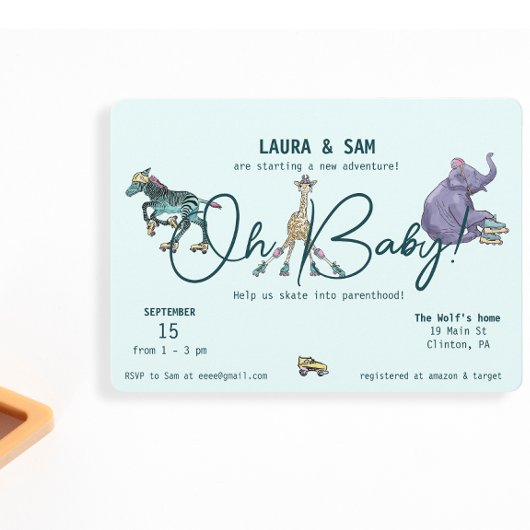 Invitations de patinage pour le baby shower