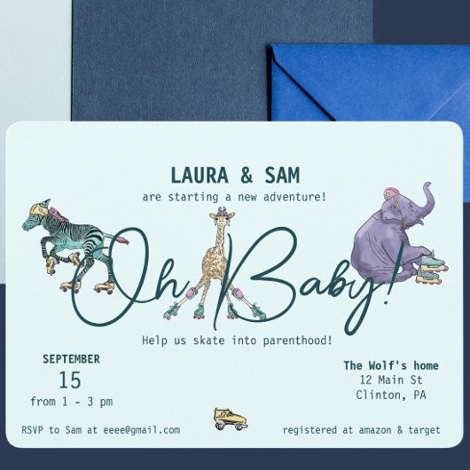 Invitations de patinage pour le baby shower