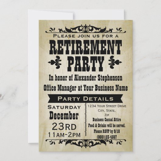 Invitations de pays tiers Vintage personnalisables (Devant)