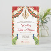 Invitations de Peacock indien et cartes mariages h (Debout devant)