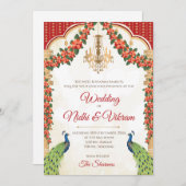 Invitations de Peacock indien et cartes mariages h (Devant / Derrière)