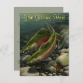 Invitations de pêche Art Saumon personnalisé RSVP (Devant / Derrière)