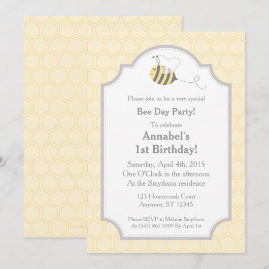 Invitations de peigne d'abeille (Devant / Derrière)