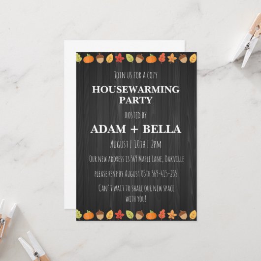 invitations de pendaison de crémaillère d'automne (Devant/Arrière en situation)