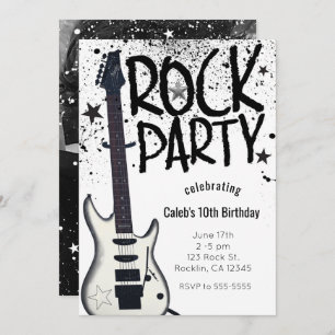 Invitations de photo d'anniversaire de guitare de
