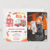 Invitations de photo de camion-feu modifiables (Devant)