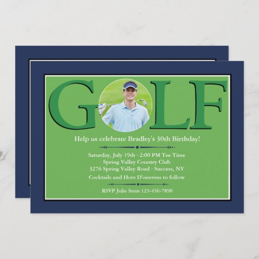 Invitations de photo de golf (Devant / Derrière)