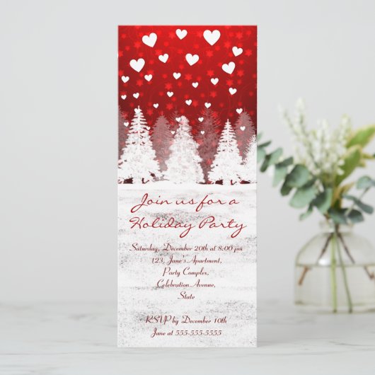 Invitations de photos enneigées de Noël rouge et b (Debout devant)