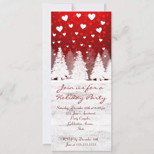 Invitations de photos enneigées de Noël rouge et b (Devant)