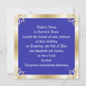 Invitations de photos Mariage de cadre Gold de lux (Dos)