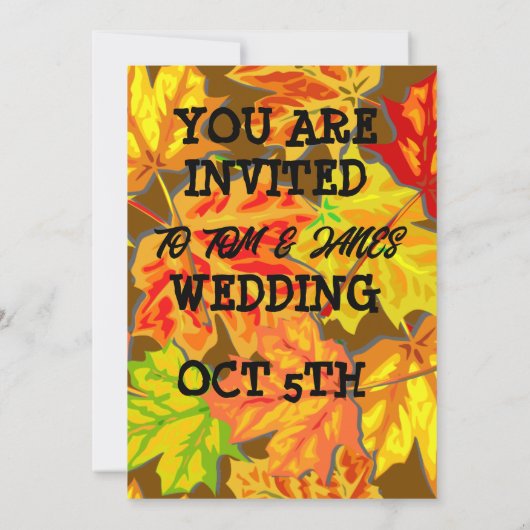 INVITATIONS DE PHOTOS MARIAGES AUTOMNE (Dos)