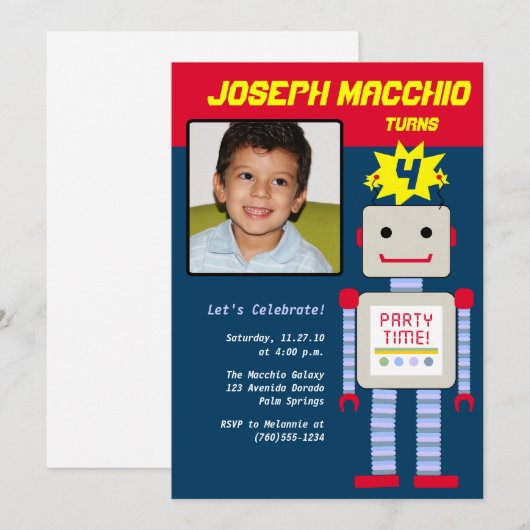 Invitations de photos robotiques (Devant / Derrière)