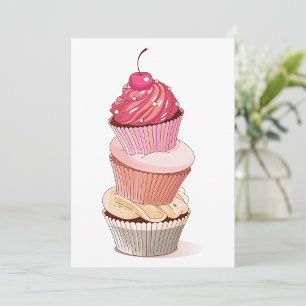 Invitations de pile de cupcake