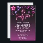 Invitations de Pink 22e anniversaire pour son Neon<br><div class="desc">Invitations de Pink 22e anniversaire pour son Neon Lumière moderne</div>