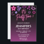 Invitations de Pink 26e anniversaire pour son Neon<br><div class="desc">Invitations de Pink 26e anniversaire pour son Neon Lumière moderne</div>