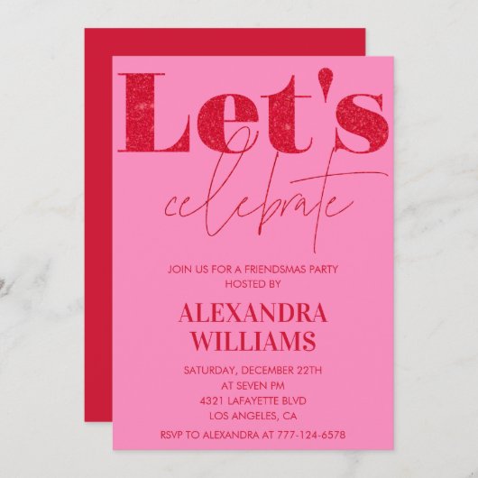 Invitations de Pink Red Friendsmas (Devant / Derrière)
