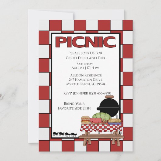 Invitations de pique-nique (Devant)