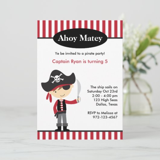 Invitations de pirate Boy (Debout devant)