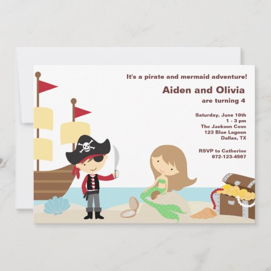 Invitations de PIrate et de sirène (Devant)