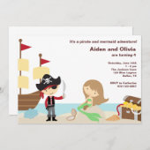 Invitations de PIrate et de sirène (Devant / Derrière)
