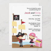 Invitations de pirates de garçons et de filles (Devant / Derrière)