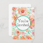 Invitations de pivoines florales (Devant / Derrière)