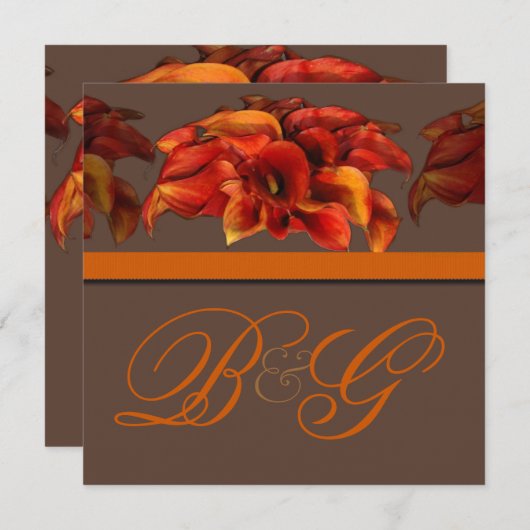 INVITATIONS DE PixDezines BURNT ORANGE CALLA LILY (Devant / Derrière)