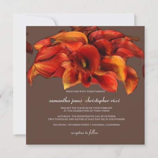 INVITATIONS DE PixDezines BURNT ORANGE CALLA LILY (Dos)