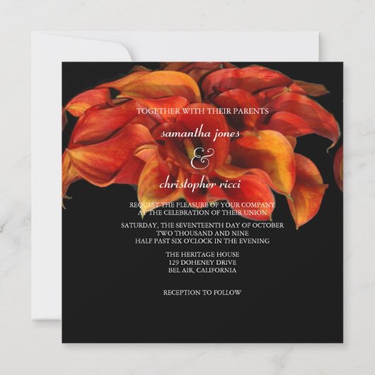 INVITATIONS DE PixDezines BURNT ORANGE CALLA LILY (Dos)