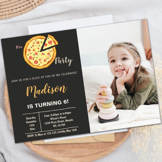 Invitations de pizza avec photo