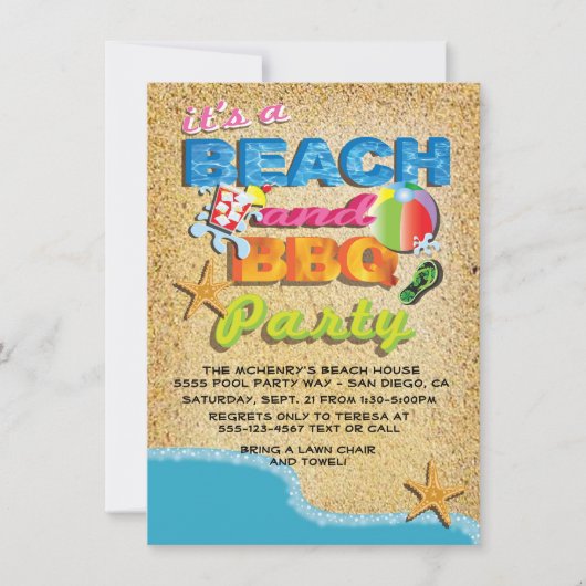 Invitations de plage et de barbecue (Devant)